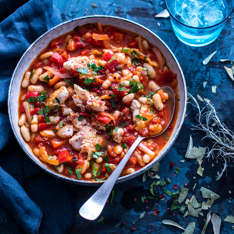 Biela ryba s fazuľou