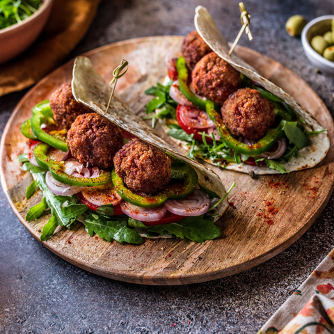 Warm meatball tortillas