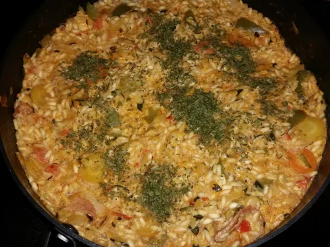 Rizoto od tikvica i piletine. .