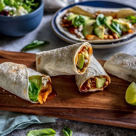 Chicken burrito with avocado