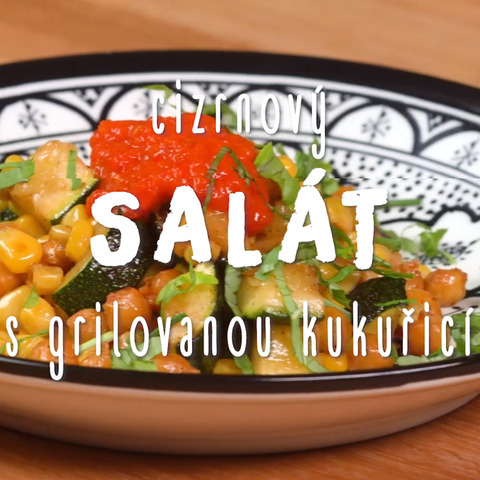 Cizrnový salát s grilovanou kukuřicí a Ajvarem
