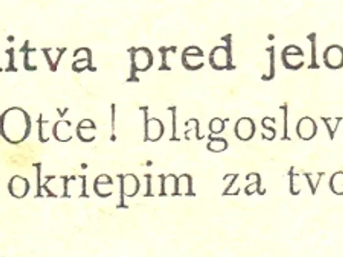 Molitva prije jela iz molitvenika Prva pobožnost, 3. izdanje, bez godine