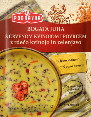 Bogata juha z rdečo kvinojo in zelenjavo