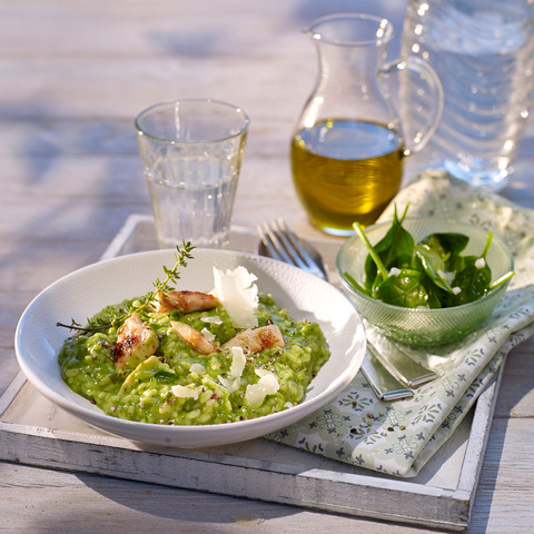 Zelené rizoto s kuracím mäsom