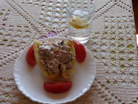 Salata od tune na postelji od paprike