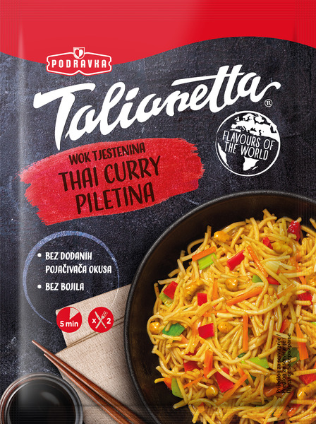 Wok tjestenina thai curry piletina