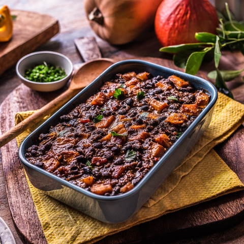 Baked beans with squash