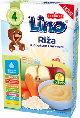Lino riž z jabolkom in korenčkom