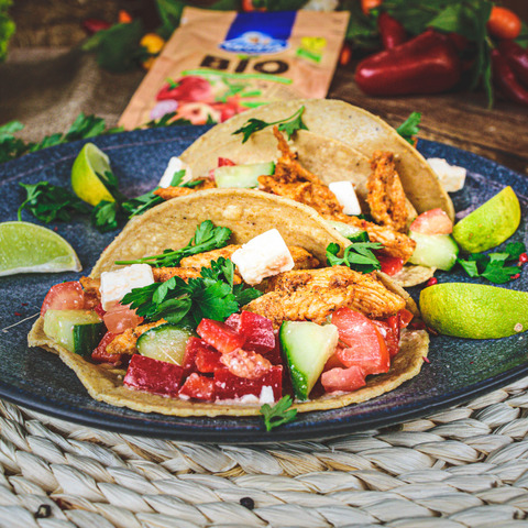 Hähnchen-Tacos in aromatischer Joghurtmarinade
