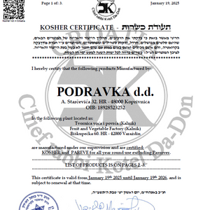 Kosher -  Fruit and Vegetable Factory (Kalnik)