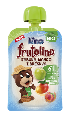 Frutolino BIO jabolko, mango in breskev