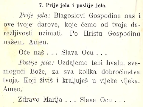 Molitva prije jela iz glasovite Kanižilćeve Molitvenice