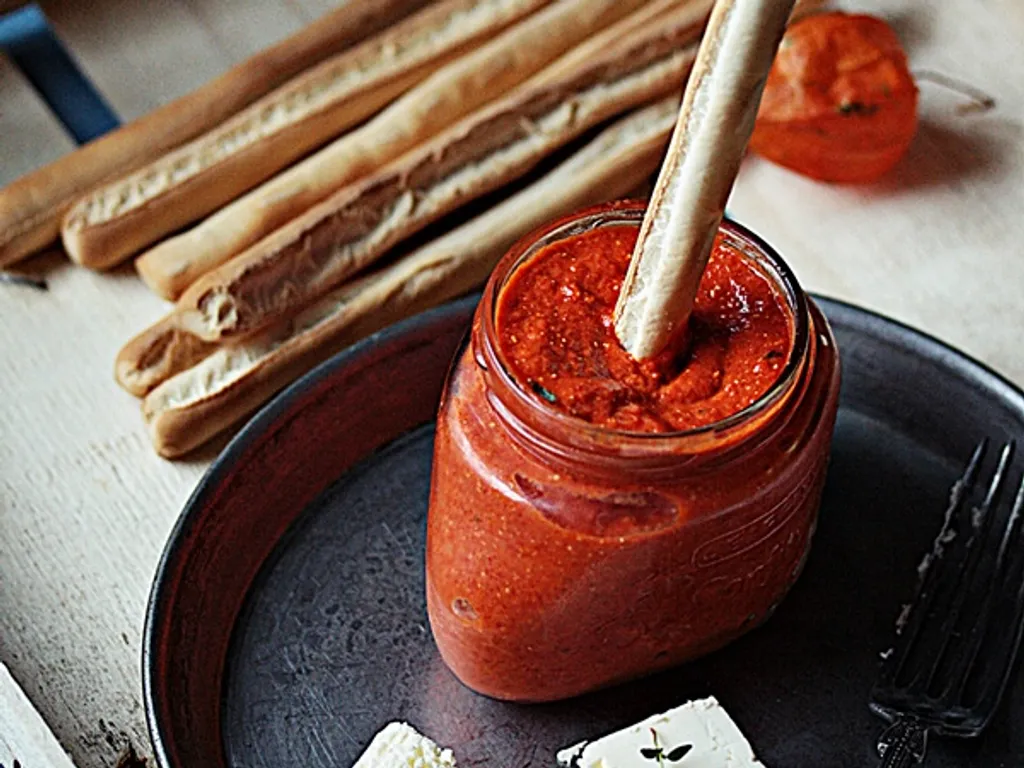 Dip od pečenih paprika i feta sira