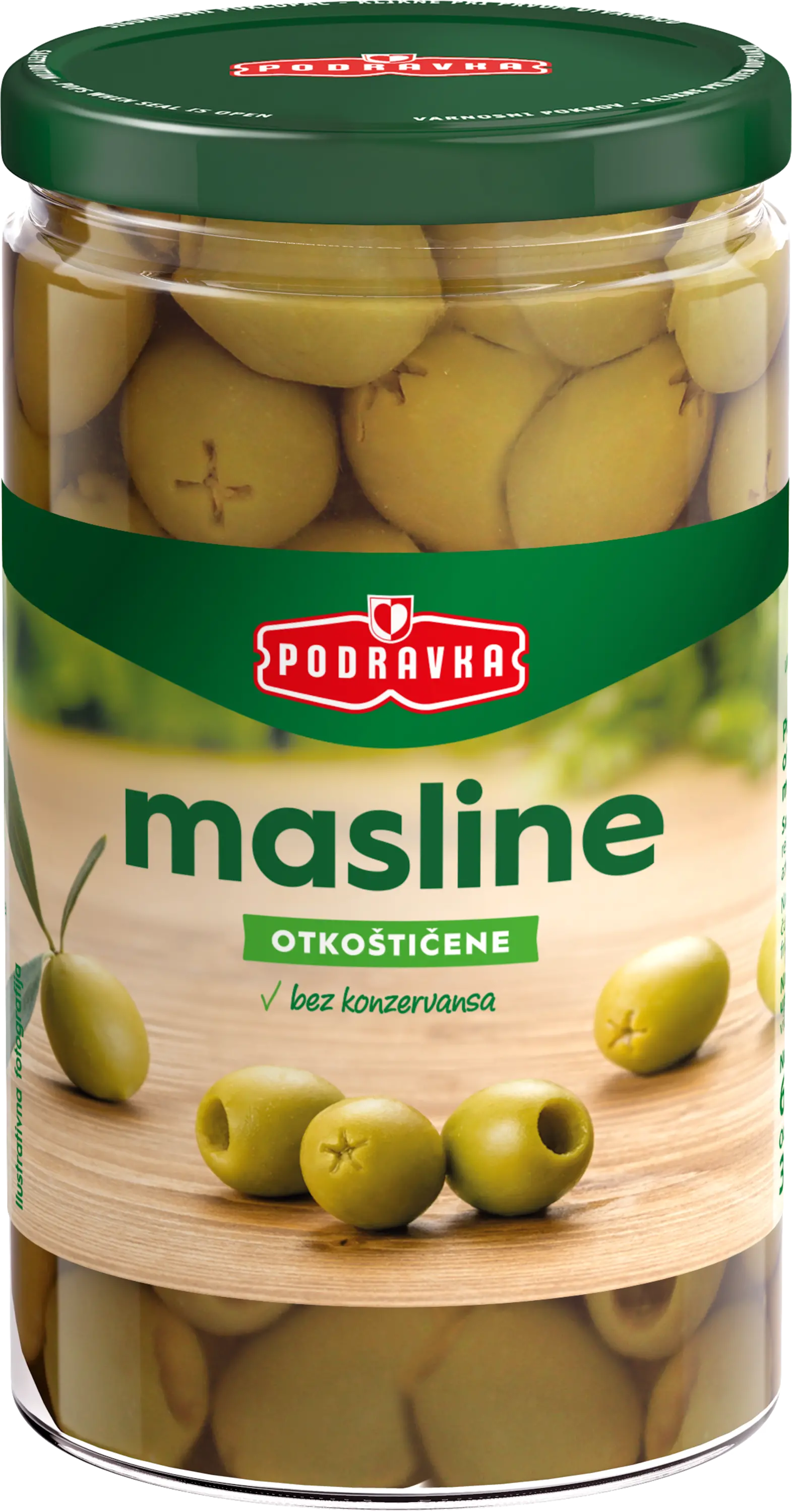 Green olives without kernels