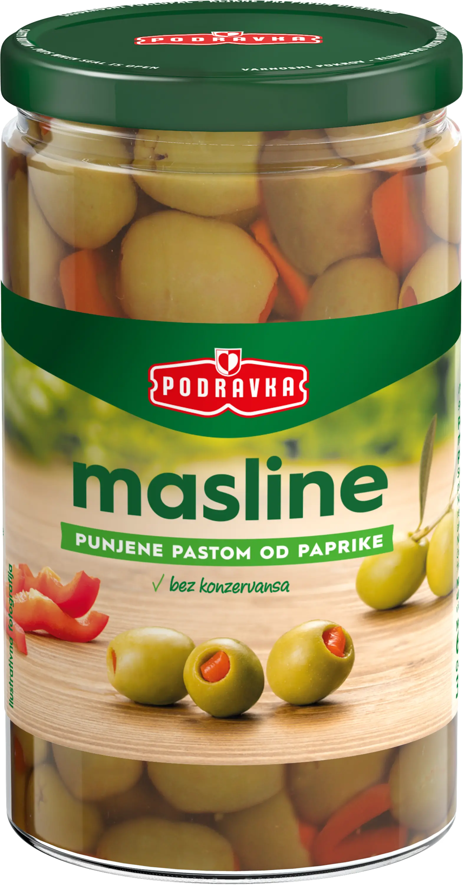 Green olives with paprika paste