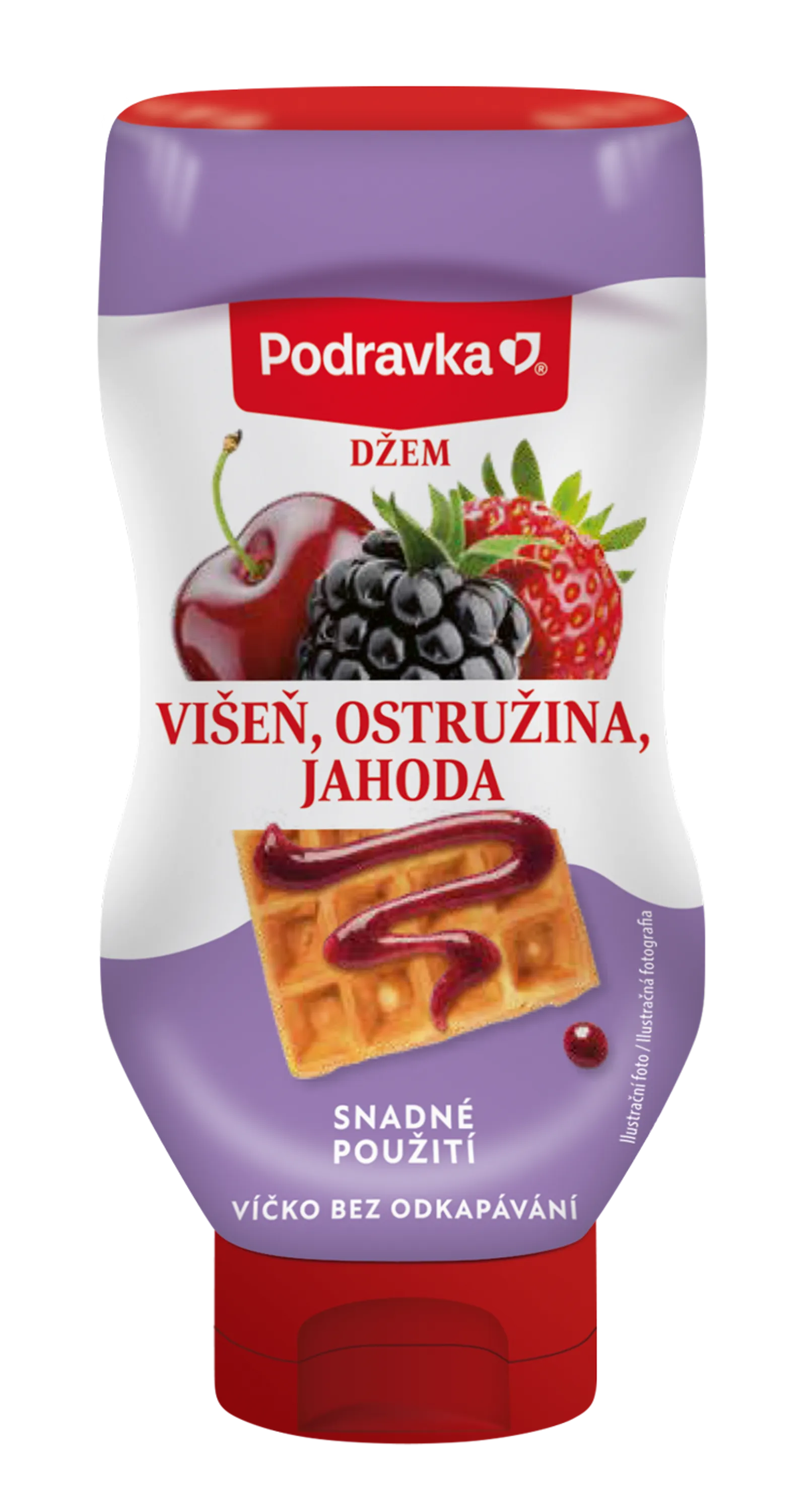 Džem višně, ostružiny, jahody squeeze