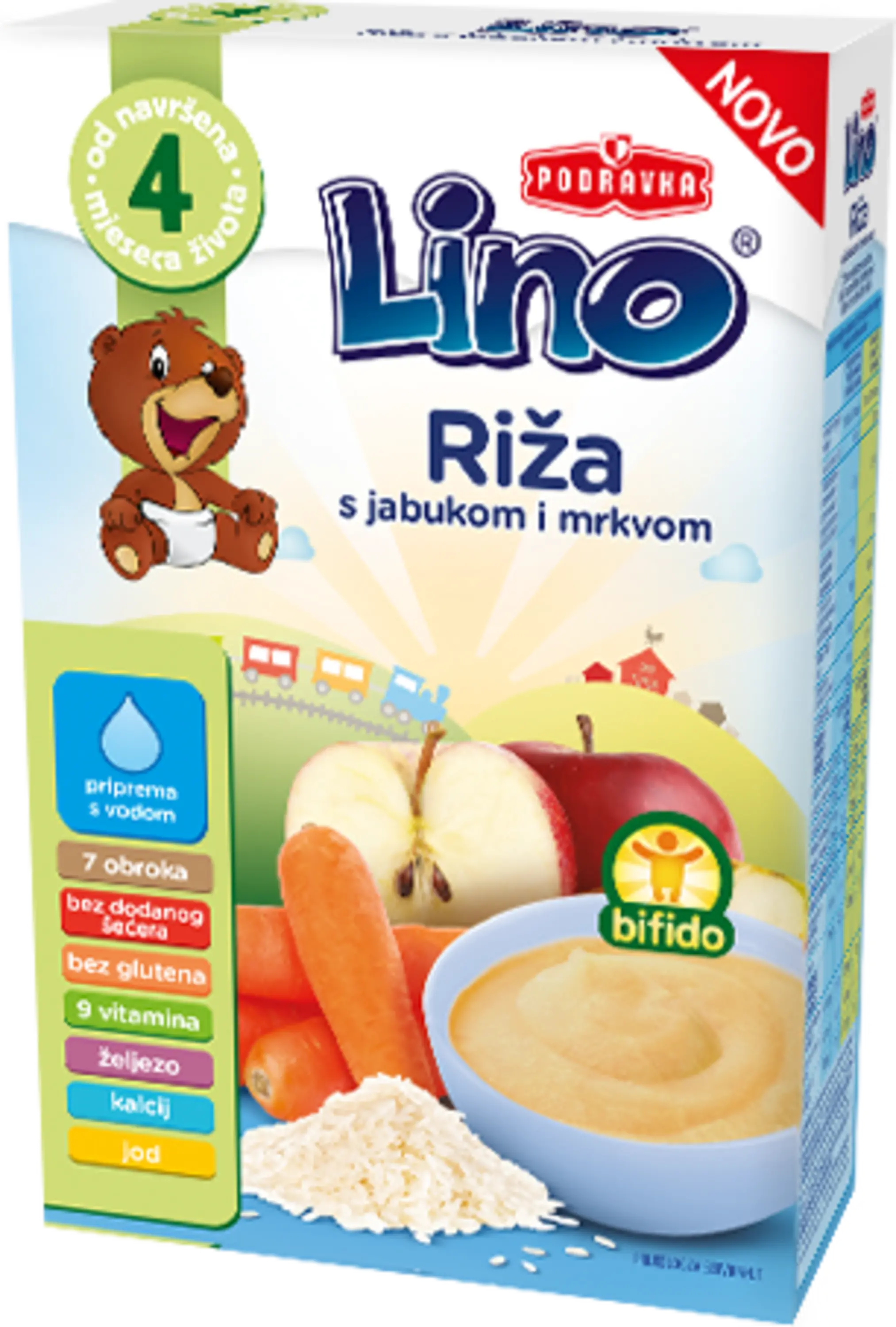 Lino riž z jabolkom in korenčkom