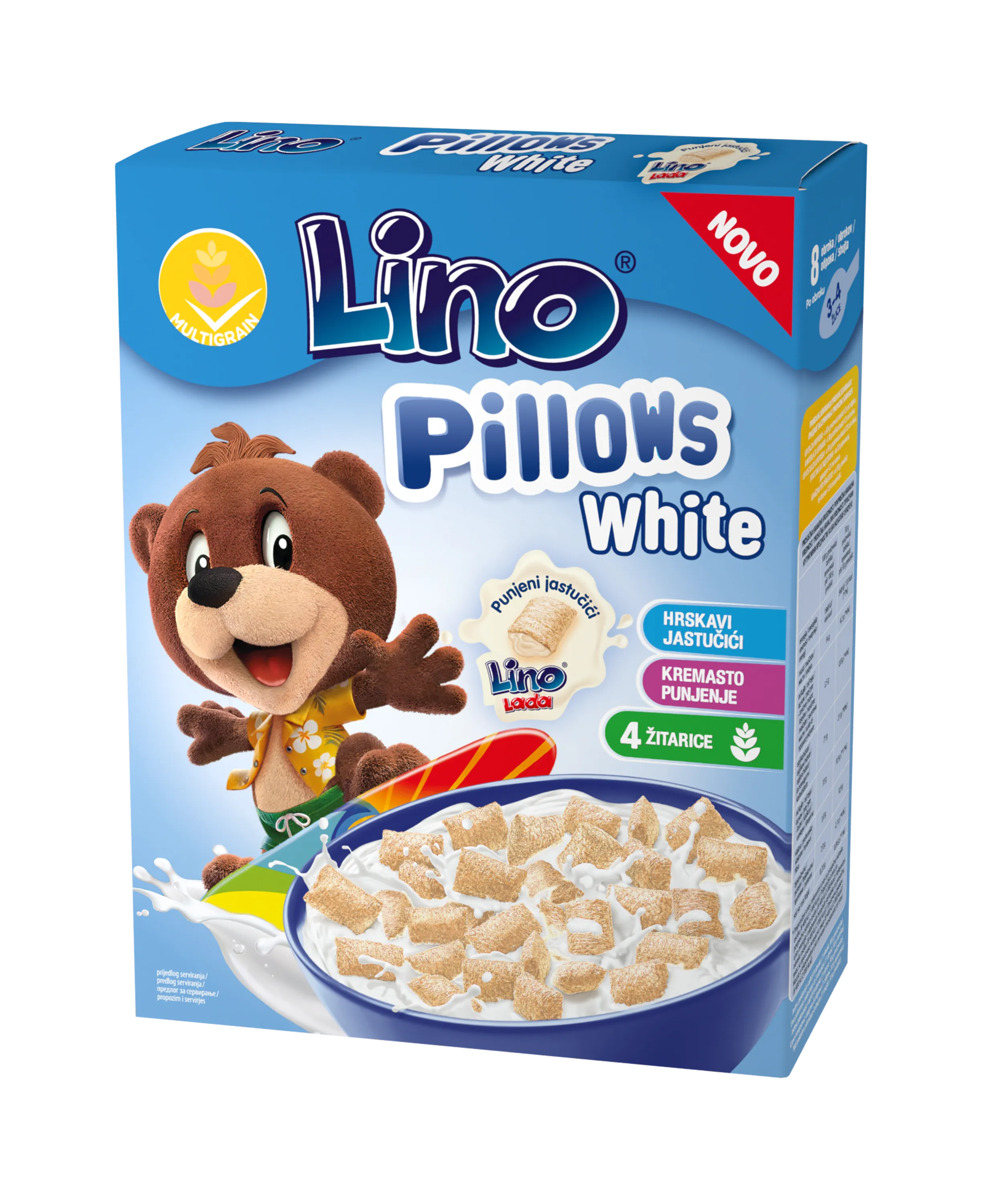 Lino Pillows - Pernițe albe umplute cu cremă tartinabilă Lino Lada lapte