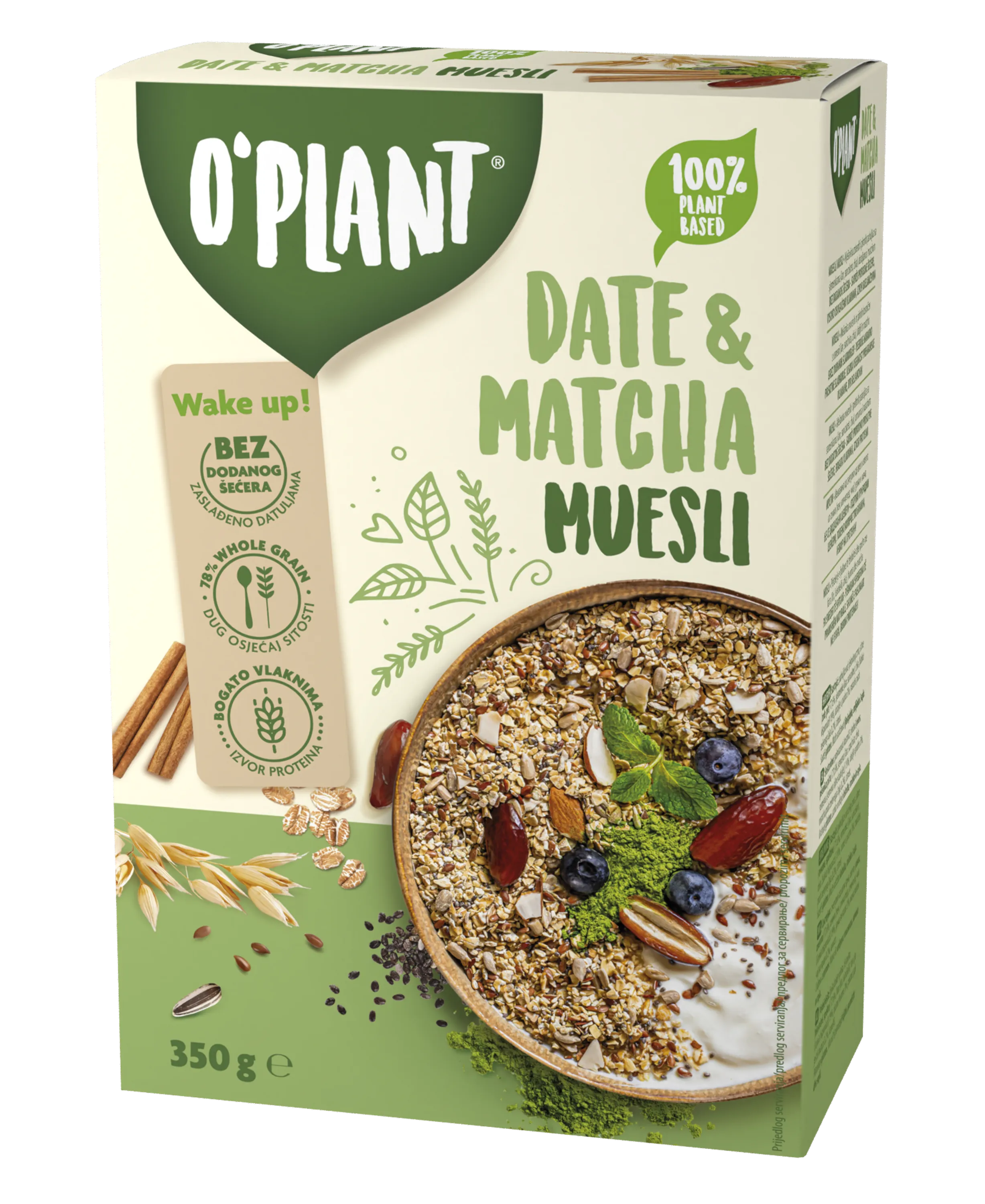 O`plant muesli z datlji in matcho