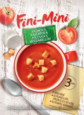 Fini-Mini krémová rajčatová polévka s mozzarellou
