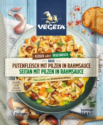 Vegeta basis zur Putenfleisch mit Pilzen in Rahmsauce