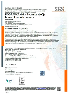IFS Podravka d.d. Baby food and creams spreads Factory