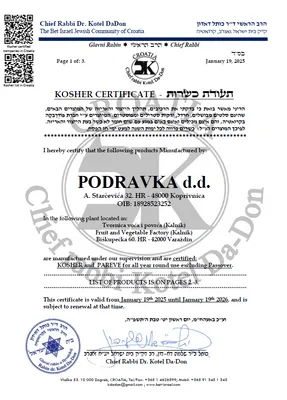 Kosher -  Fruit and Vegetable Factory (Kalnik)