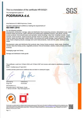 ISO 9001 Podravka d.d.