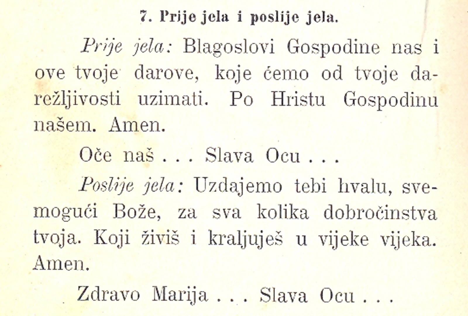 Molitva prije jela iz glasovite Kanižilćeve Molitvenice