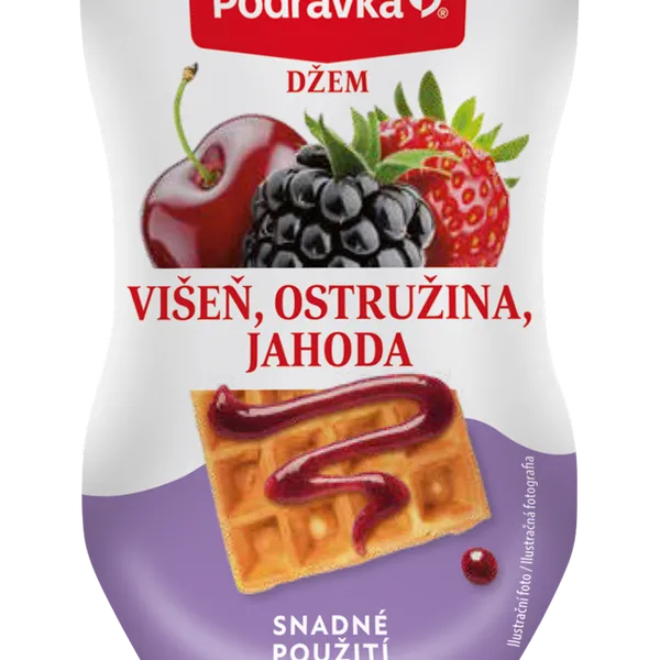 Džem višně, ostružiny, jahody squeeze
