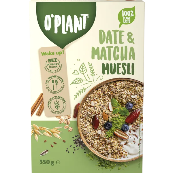 O`Plant Musli cu matcha & curmale