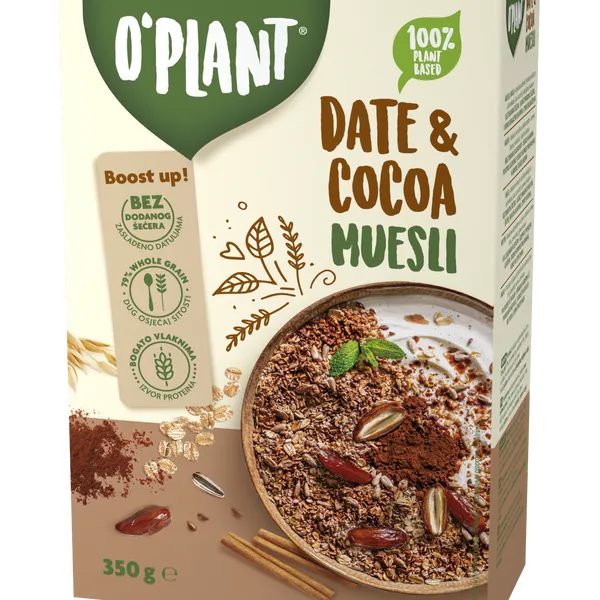O`plant muesli z datlji in kakavom