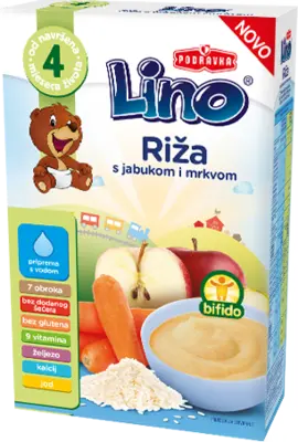 Lino riž z jabolkom in korenčkom