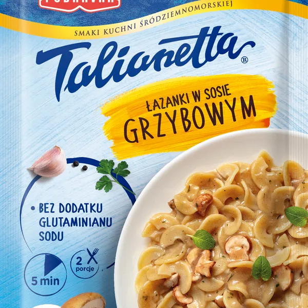 Talianetta łazanki w sosie grzybowym