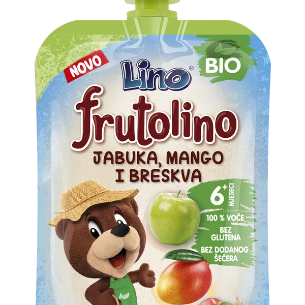 Frutolino BIO jabolko, mango in breskev