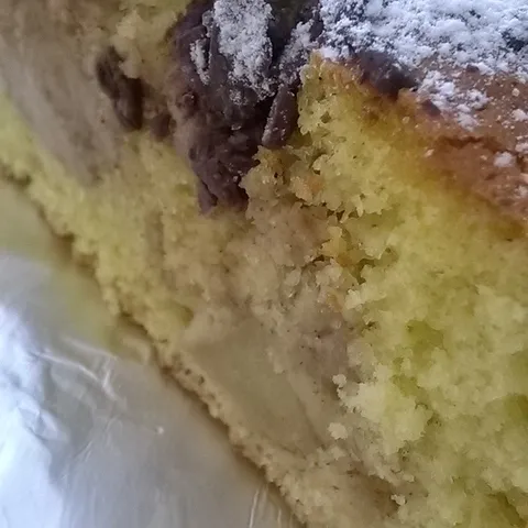 spužvasti biskvit s jabukama i čokoladnim kockicama