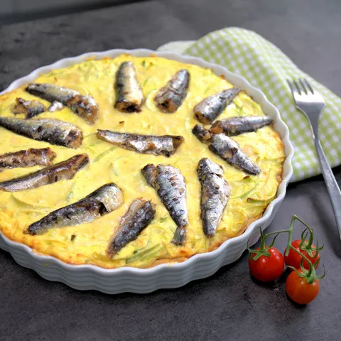 Quiche sa porilukom i sardinama