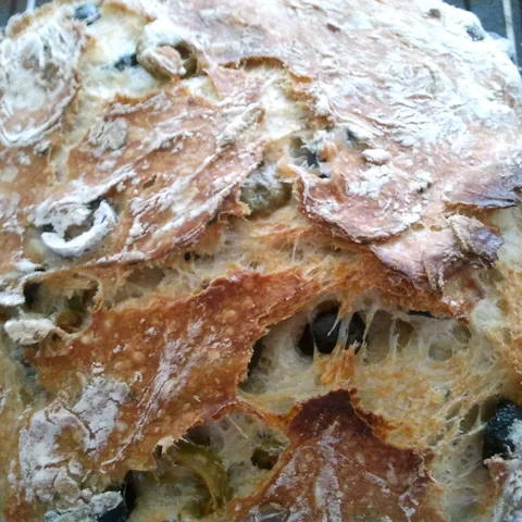 No Knead Olive bread