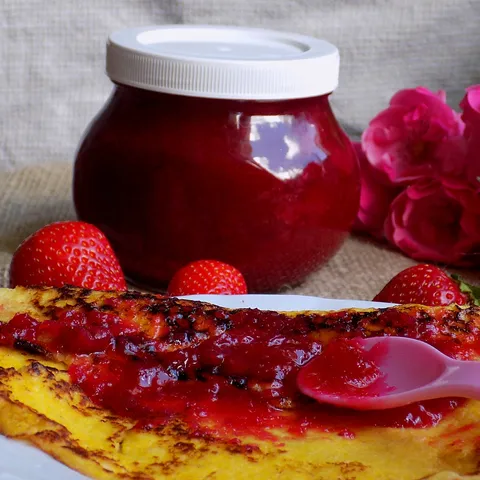 Džem od ruža i jagoda i ricotta palačinke(bez brašna)