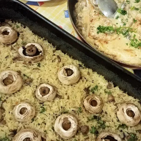 Zapeceni risotto sa sampinjonima