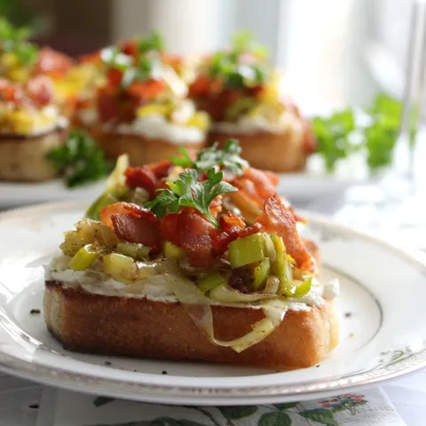 Bruschetta sa prazilukom i kozjim sirom