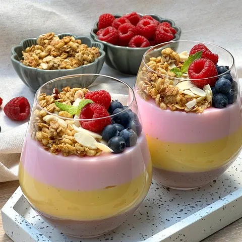 Trobojni puding desert