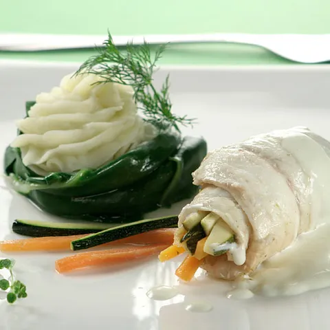 Savitak brancina na pireu od krumpira i komorača