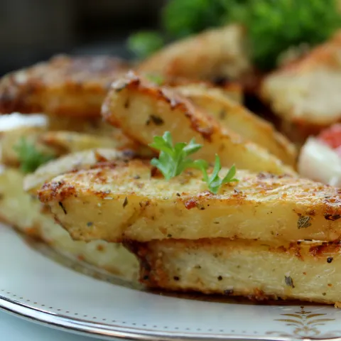 Pečen pomfrit sa parmezanom i začinima.