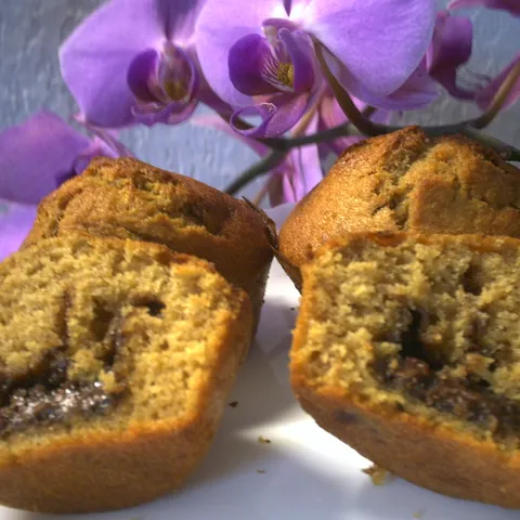 Muffins à la banane au coeur de Nutella