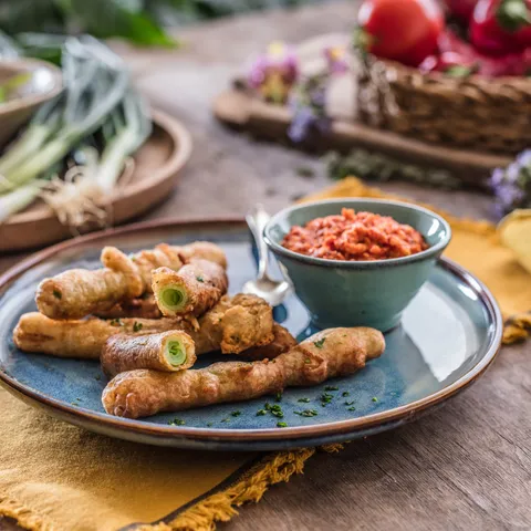 Tempura od povrća uz umak od paprika