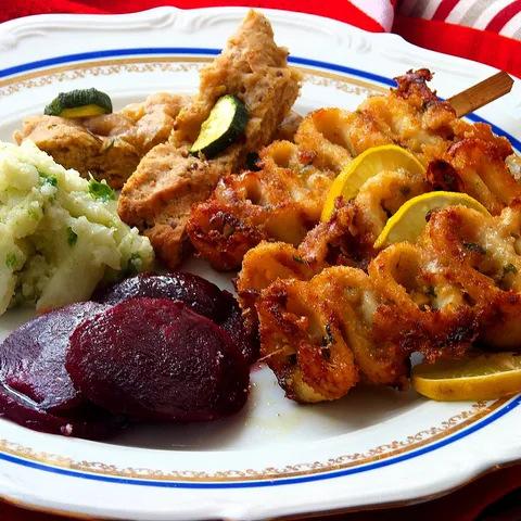 Ražnjići od lignjuna/totanja  iz pećnice