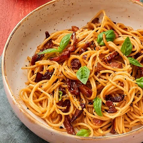 Špagety carbonara se sušenými rajčaty