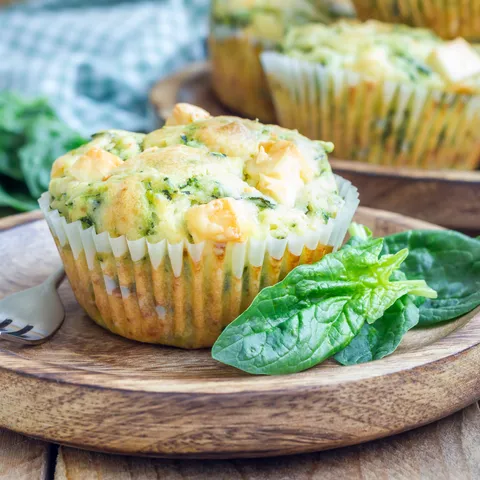 Muffiny z červené čočky se špenátem