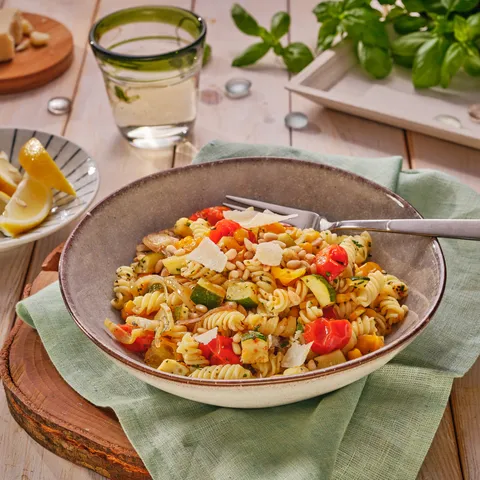 LIGHT PASTA WITH BAKED VEGETABLES 